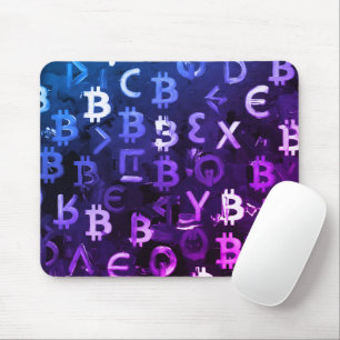 Symbols of Bitcoin (Style: Miami Purple - 7) Mouse Pad