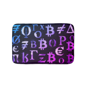 Symbols of Bitcoin (Style: Miami Purple - 8) Bath Mat
