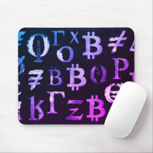Symbols of Bitcoin (Style: Miami Purple - 8) Mouse Pad