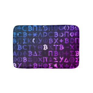 Symbols of Bitcoin (Style: Miami Purple - 9) Bath Mat