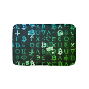 Symbols of Bitcoin (Style: Profit Green - 4) Bath Mat