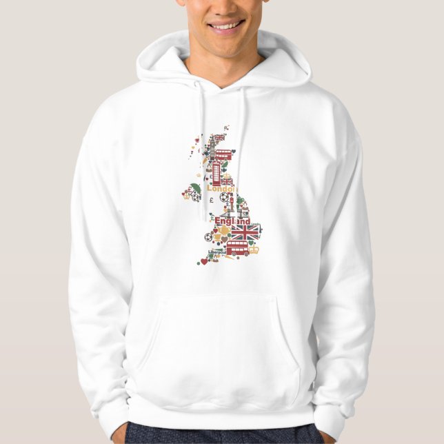 Symbols of England Map Hoodie (Front)