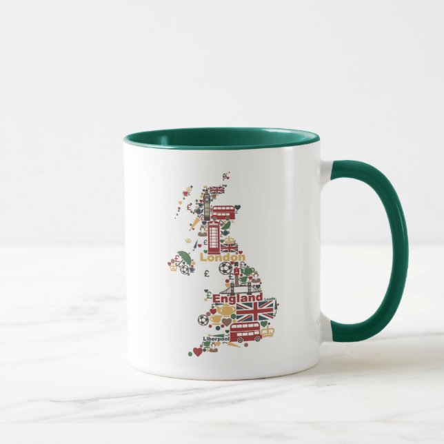 Symbols of England Map Mug (Right)