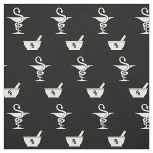 Symbols of Pharmacy Black Fabric