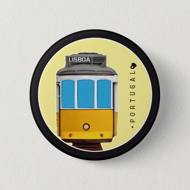 Symbols of Portugal - Lisbon Tramway 6 Cm Round Badge (Front)