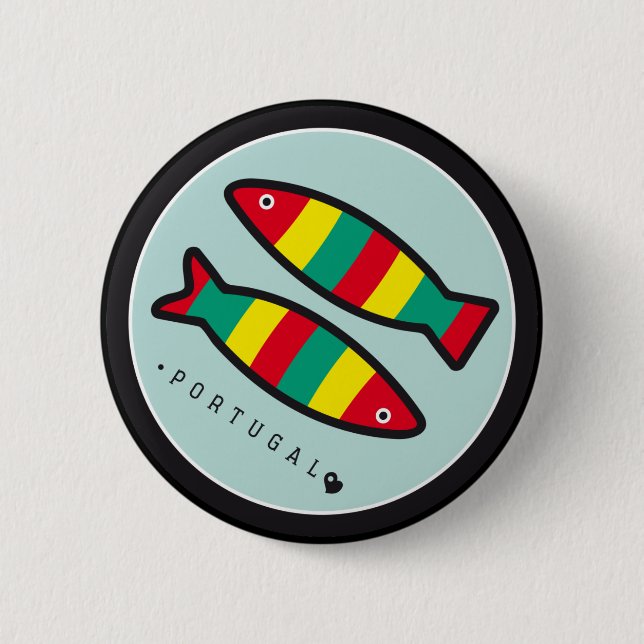 Symbols of Portugal - Sardines 6 Cm Round Badge (Front)