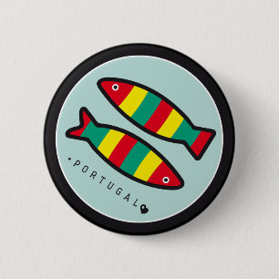 Symbols of Portugal - Sardines 6 Cm Round Badge