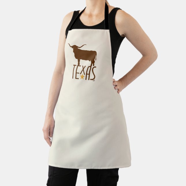 Symbols of Texas, Longhorn, brown Apron (Insitu)