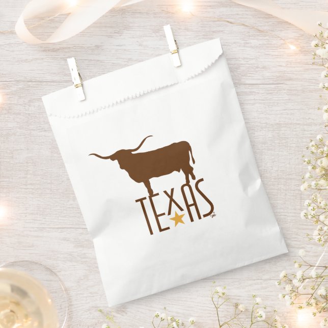 Symbols of Texas, Longhorn, brown Favour Bag (Clipped)