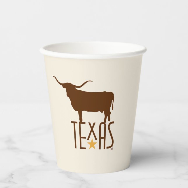Symbols of Texas, Longhorn, brown Paper Cups (Front)