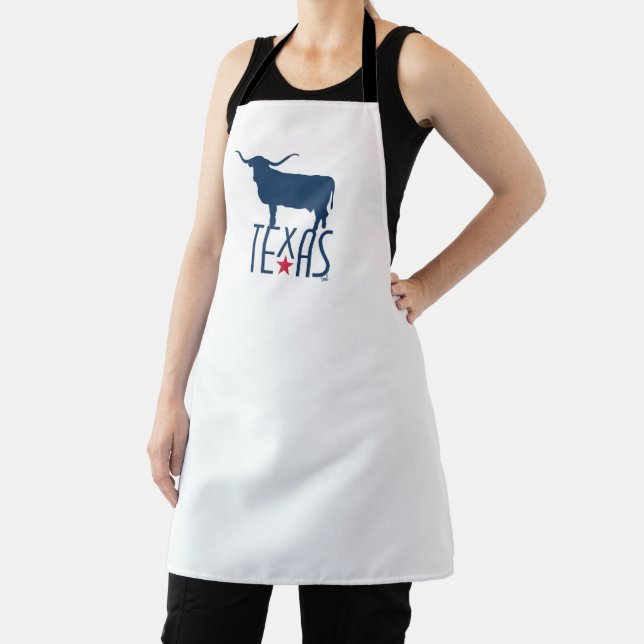 Symbols of Texas, Longhorn, navy Apron (Insitu)