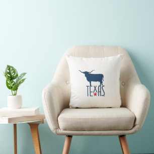 Symbols of Texas, Longhorn, navy Cushion