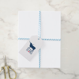 Symbols of Texas, Longhorn, navy Gift Tags
