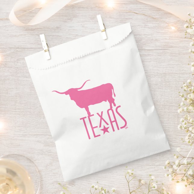 Symbols of Texas, Longhorn, pink Favour Bag (Clipped)