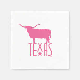 Symbols of Texas, Longhorn, pink Napkin