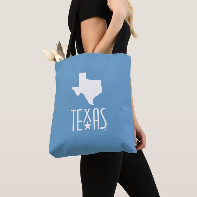 Symbols of Texas, state of Texas, blue Tote Bag (Close Up)