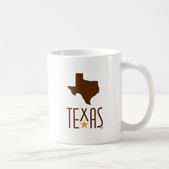 Symbols of Texas, State of Texas, brown Coffee Mug (Right)
