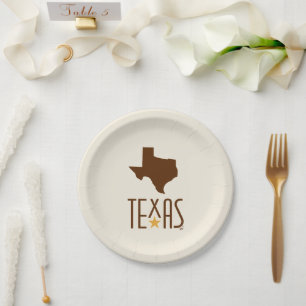 Symbols of Texas, State of Texas, brown Paper Plate