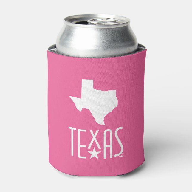 Symbols of Texas, state of Texas, pink Can Cooler (Can Front)