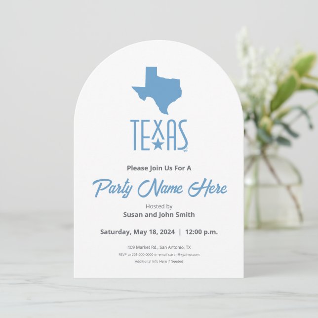 Symbols of Texas, Texas, blue Invitation (Standing Front)