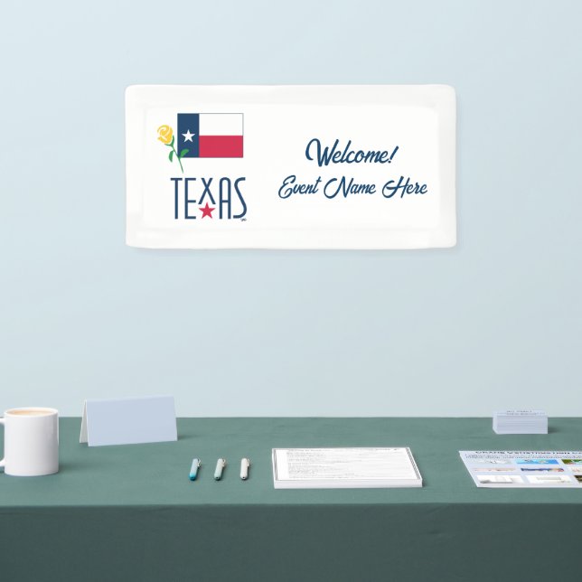 Symbols of Texas, Texas Flag and Yellow Rose Banner (Tradeshow)