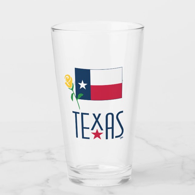 Symbols of Texas, Texas Flag and Yellow Rose Glass (Front)
