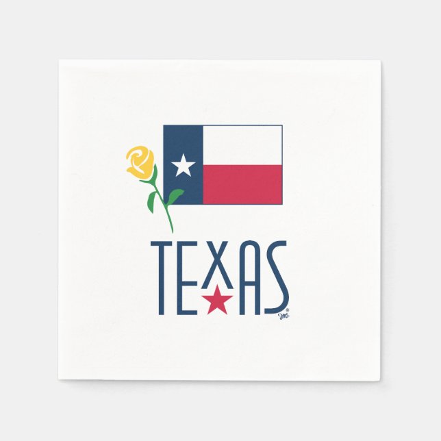 Symbols of Texas, Texas Flag and Yellow Rose lrg Napkin (Front)