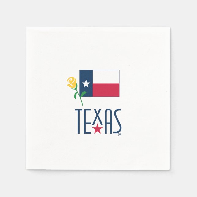 Symbols of Texas, Texas Flag and Yellow Rose Napkin (Front)