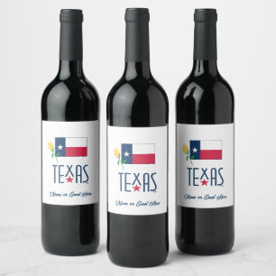 Symbols of Texas, Texas Flag and Yellow Rose Wine Label