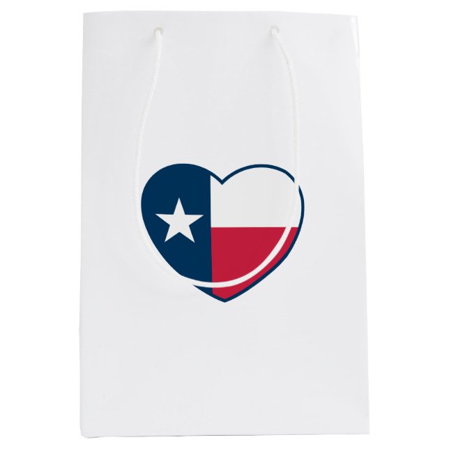 Symbols of Texas, Texas Flag, Heart Medium Gift Bag (Front)