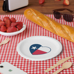Symbols of Texas, Texas Flag, Heart Paper Plate