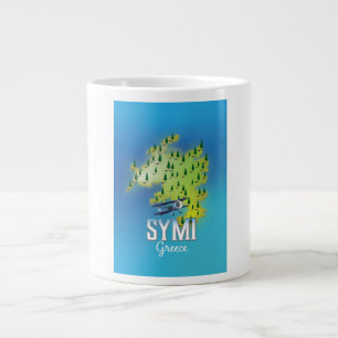 Symi Island Map Greece travel poster. Large Coffee Mug