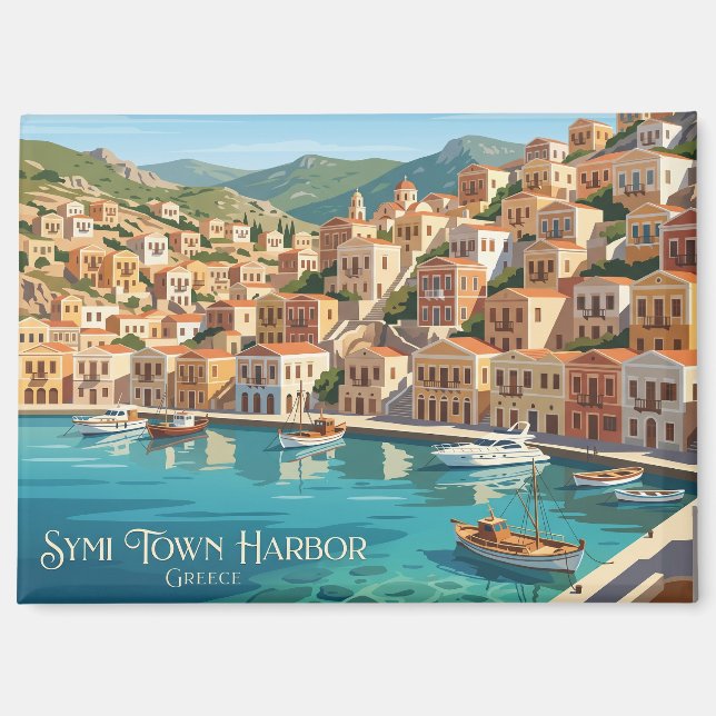 Symi Town Harbour Greece Magnet (Front)