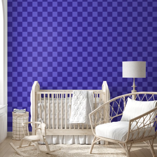 Symmetric Blue Checkerboard Design Wallpaper (Kids)