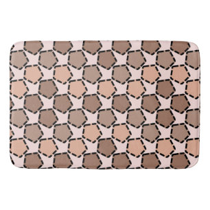Symmetric Brown Pentagons with Dashed Borders Bath Mat