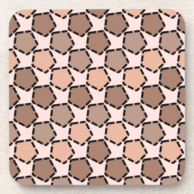 Symmetric Brown Pentagons with Dashed Borders Coaster (Front)