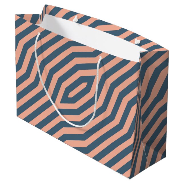 Symmetric diagonal stripes background 10 large gift bag (Back Angled)
