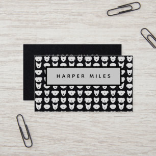 Symmetric dog logo pattern black business card