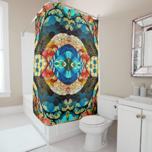 SYMMETRIC FOREST JAPANESE ART STYLE SHOWER CURTAIN