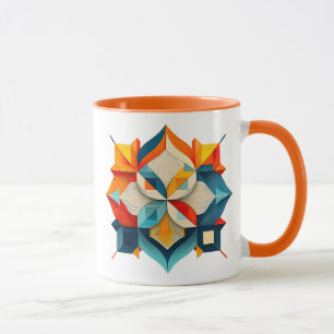 Symmetric geometric image with colorful shapes. mug