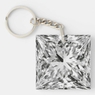 Symmetric Multifaceted Geometric Diamond Photo Key Ring