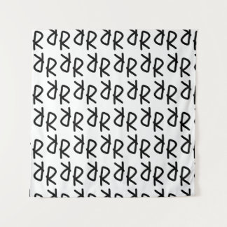 Symmetric R Line Art T-Shirt, Minimalist Doodle Ab Tapestry