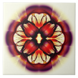Symmetric red decoration ceramic tile