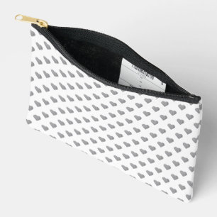 Symmetric Small Concrete Grey Hearts on White  Accessory Pouch