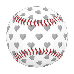 Symmetric Small Concrete Grey Hearts on White  Baseball