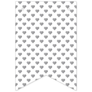 Symmetric Small Concrete Grey Hearts on White Bunting