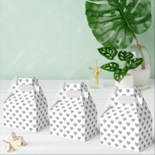 Symmetric Small Concrete Grey Hearts on White Favour Box