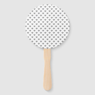 Symmetric Small Concrete Grey Hearts on White Hand Fan