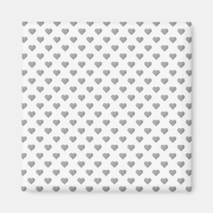 Symmetric Small Concrete Grey Hearts on White Magnet