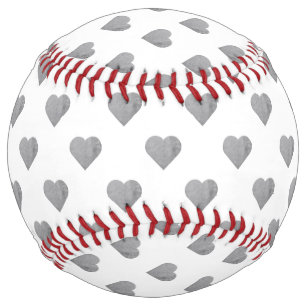 Symmetric Small Concrete Grey Hearts on White  Softball